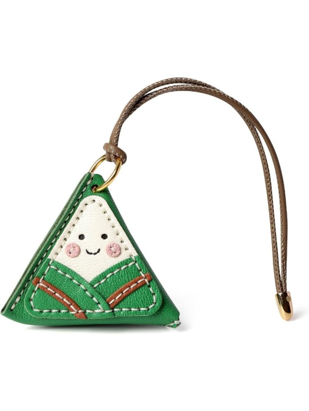 Cute Handmade Goatskin Zongzi Bag Charm | Triangle Pouch Keychain with Mini